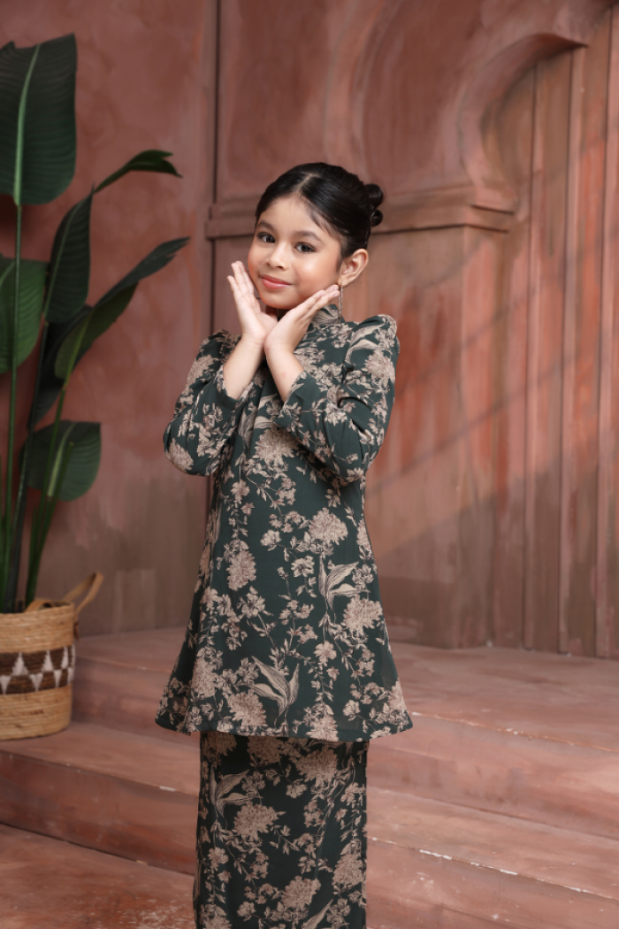 KURUNG FLORENCE KIDS - OLEANDER IN EMERALD