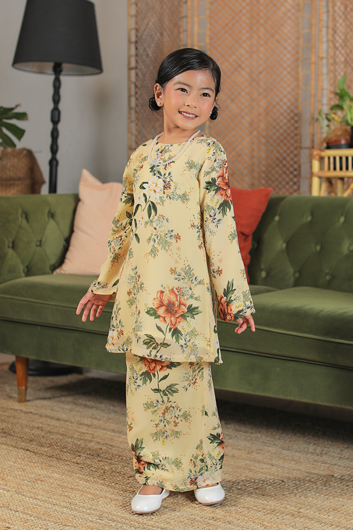 KURUNG FLOURISH - KENCHANA KIDS IN SOFT YELLOW