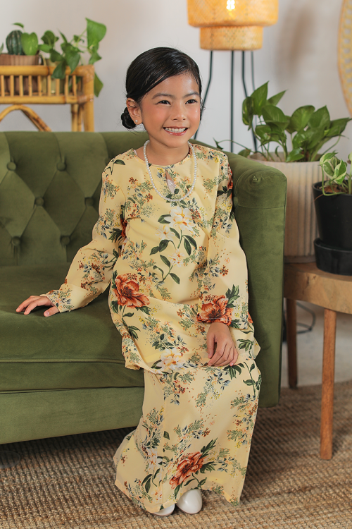 KURUNG FLOURISH - KENCHANA KIDS IN SOFT YELLOW