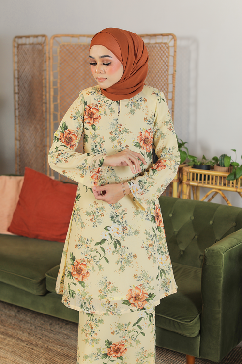 KURUNG FLOURISH - KENCHANA IN SOFT YELLOW