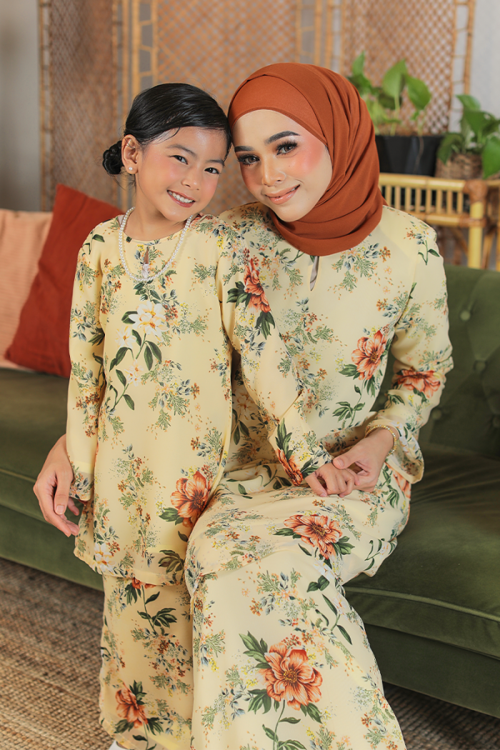 KURUNG FLOURISH - KENCHANA KIDS IN SOFT YELLOW