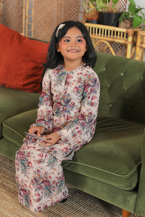 KURUNG FLOURISH - MARIA KID IN CREAM PINK